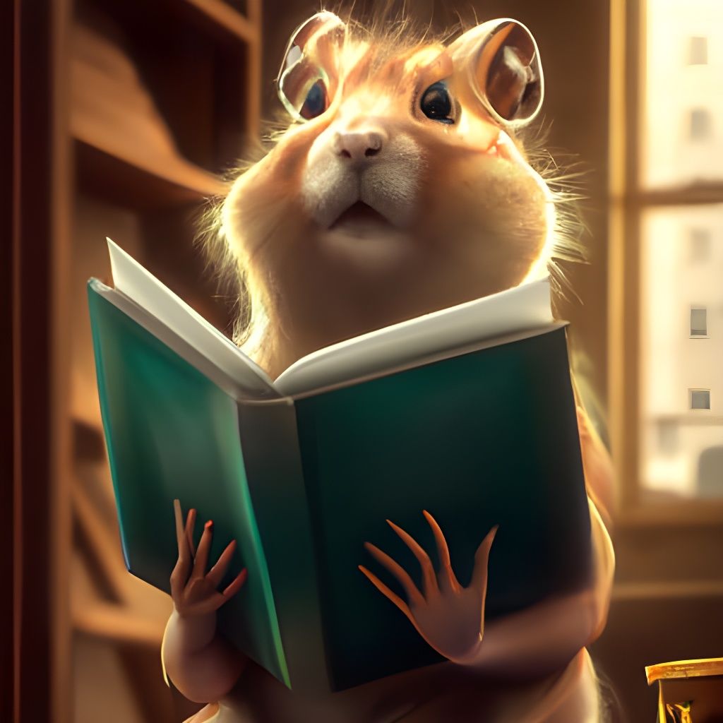 hamster reading a book undefined