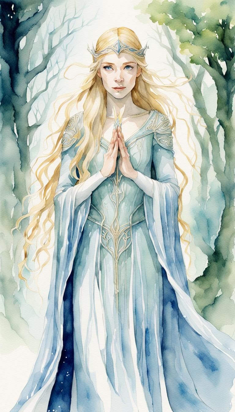 Lady Galadriel, Watercolor by Lisa Aisato and Sarah Creswell