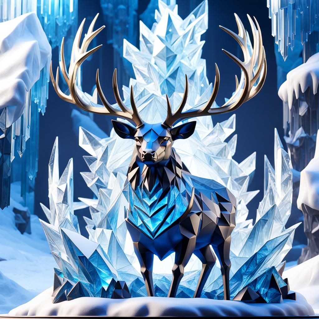 Majestic Winter Deer