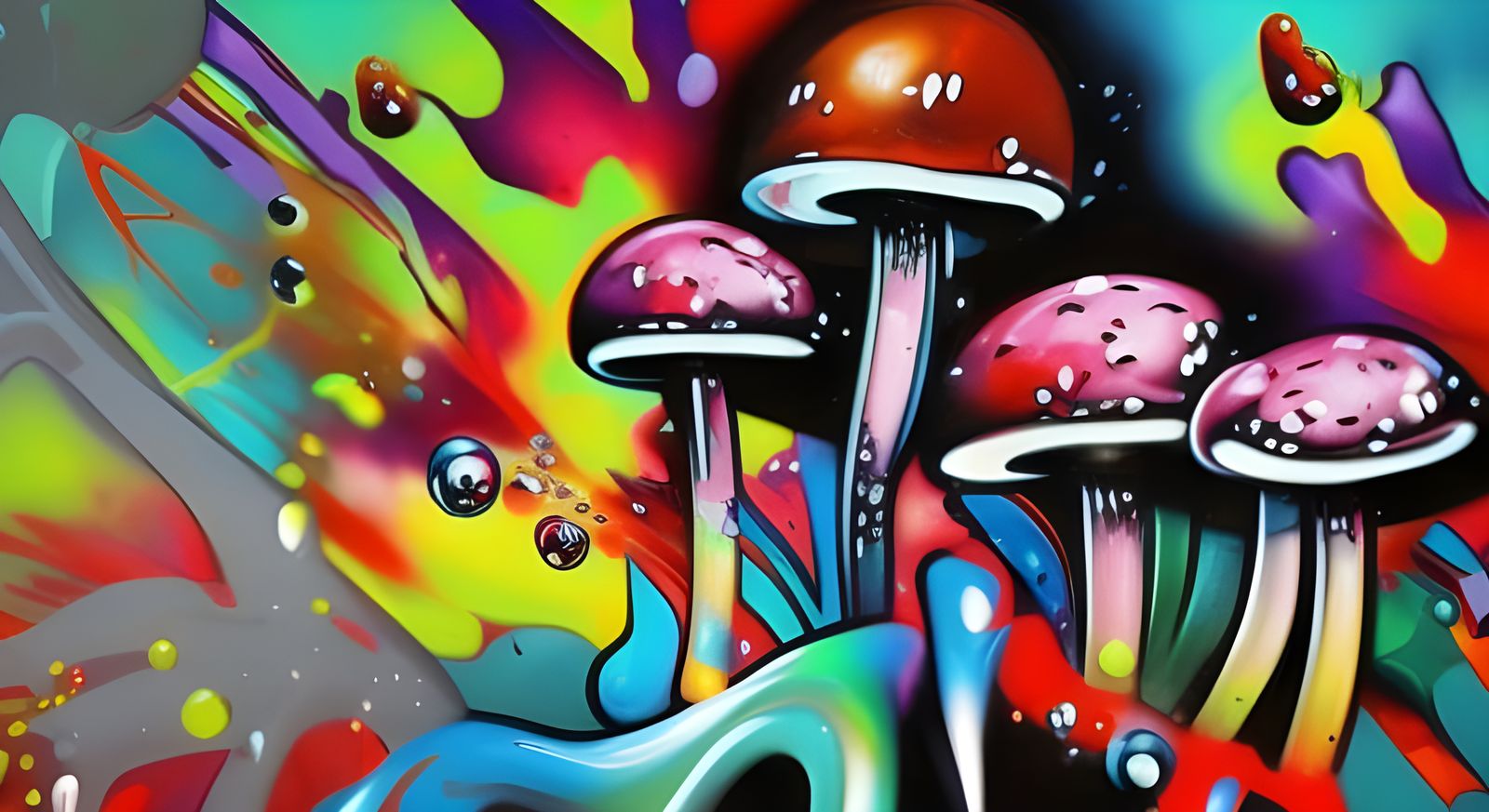 mushrooms graffiti art AI Generated Artwork NightCafe Creator
