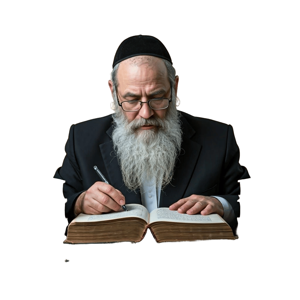 Orthodox Rabbi Studies Ancient Talmudic Text