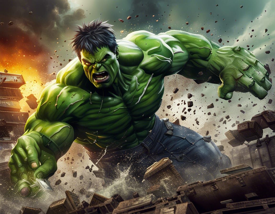 The Incredible Hulk smashing tanks