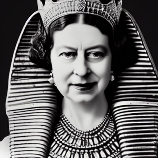 Queen Elizabeth Ii, Egyptian tomb portrait, archeology, 1920...