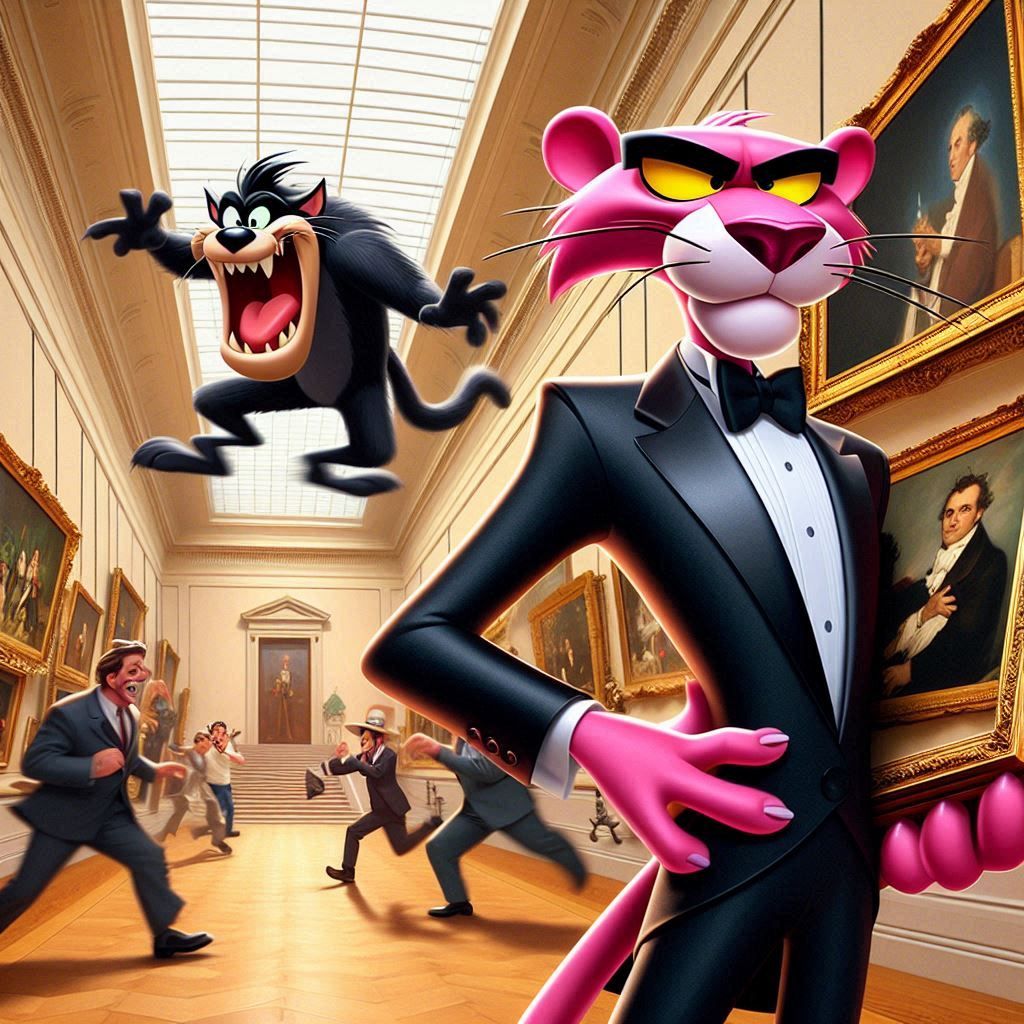 The Pink Panther and Tazmanian Devil trying to pull off the ...