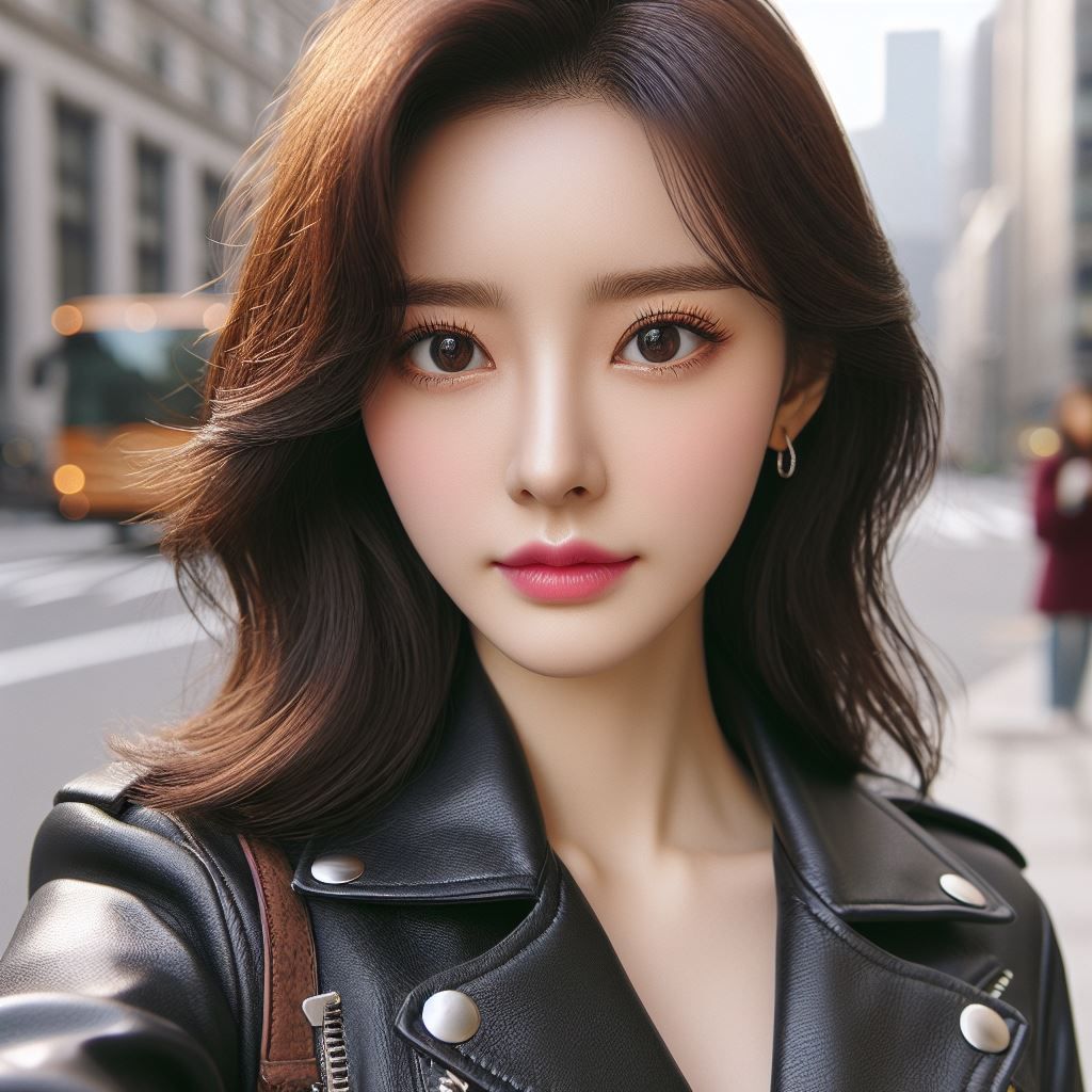 Korean girl in leather