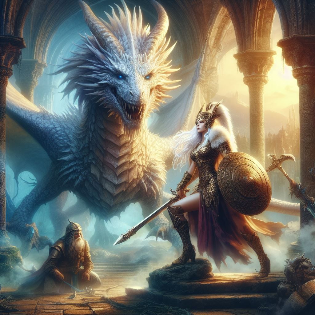 Warrior Queen with a White dragon