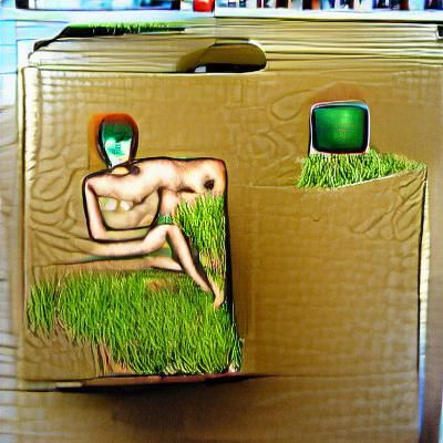 box art brut boxy naked body box green grass box