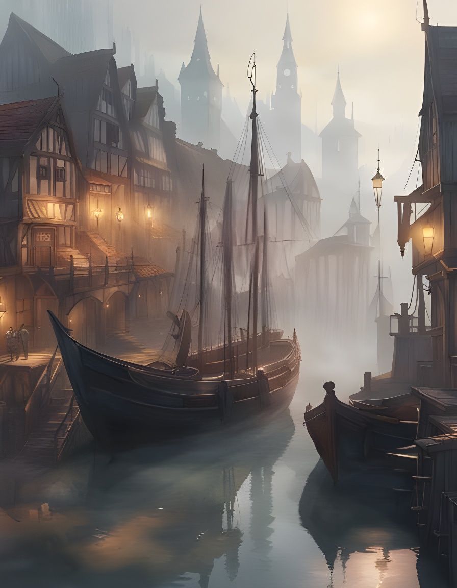 Foggy Harbor - AI Generated Artwork - NightCafe Creator