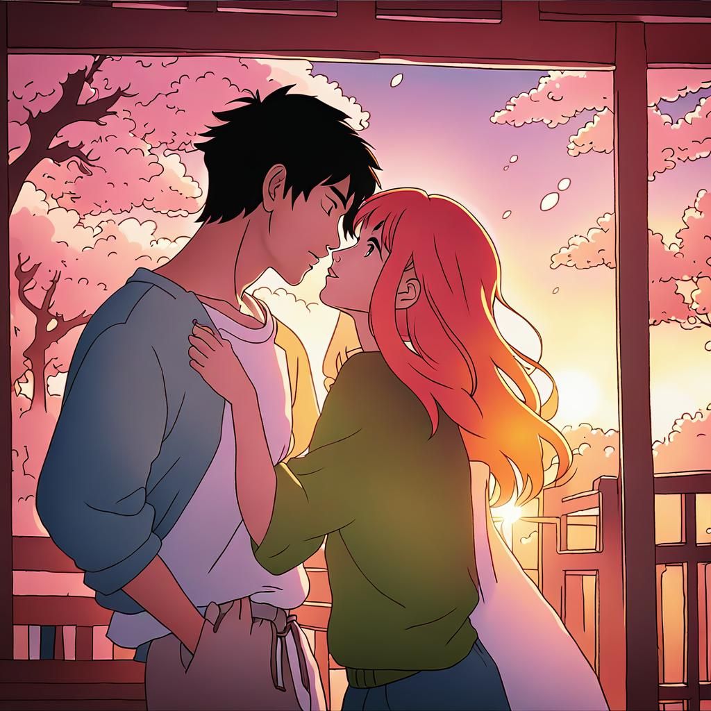 Cinematic Anime Couple in Soft Focus