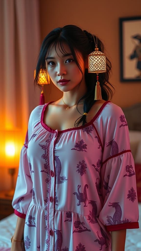 Realistic modern style female nighties Fluorescent chimes