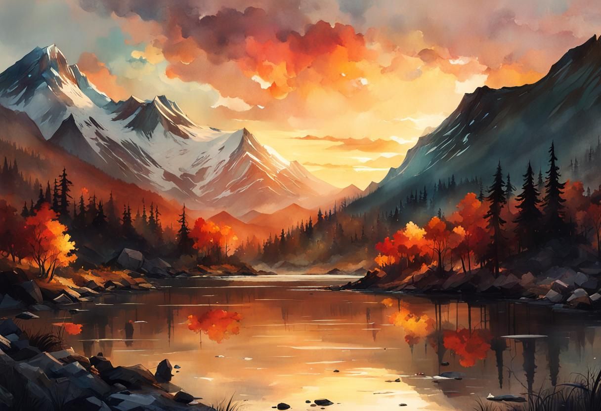 Sunset over the Mountains  by @Rosie