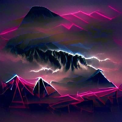 dark storm clouds surround a mountain