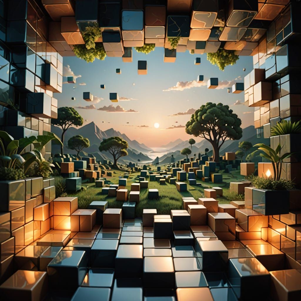 A photorealistic Cubiscape  by @Irene