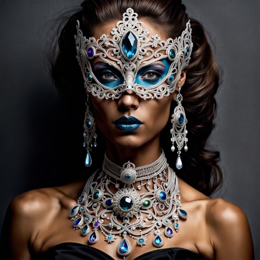 Beautiful Woman Wearing a Masquerade Mask - AI Generated Artwork ...
