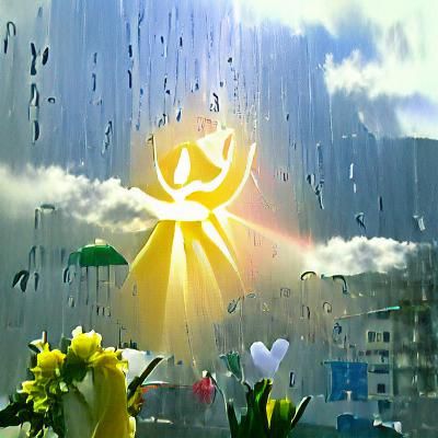 a beautiful sunshine on a rainy day to mark the time of peac...