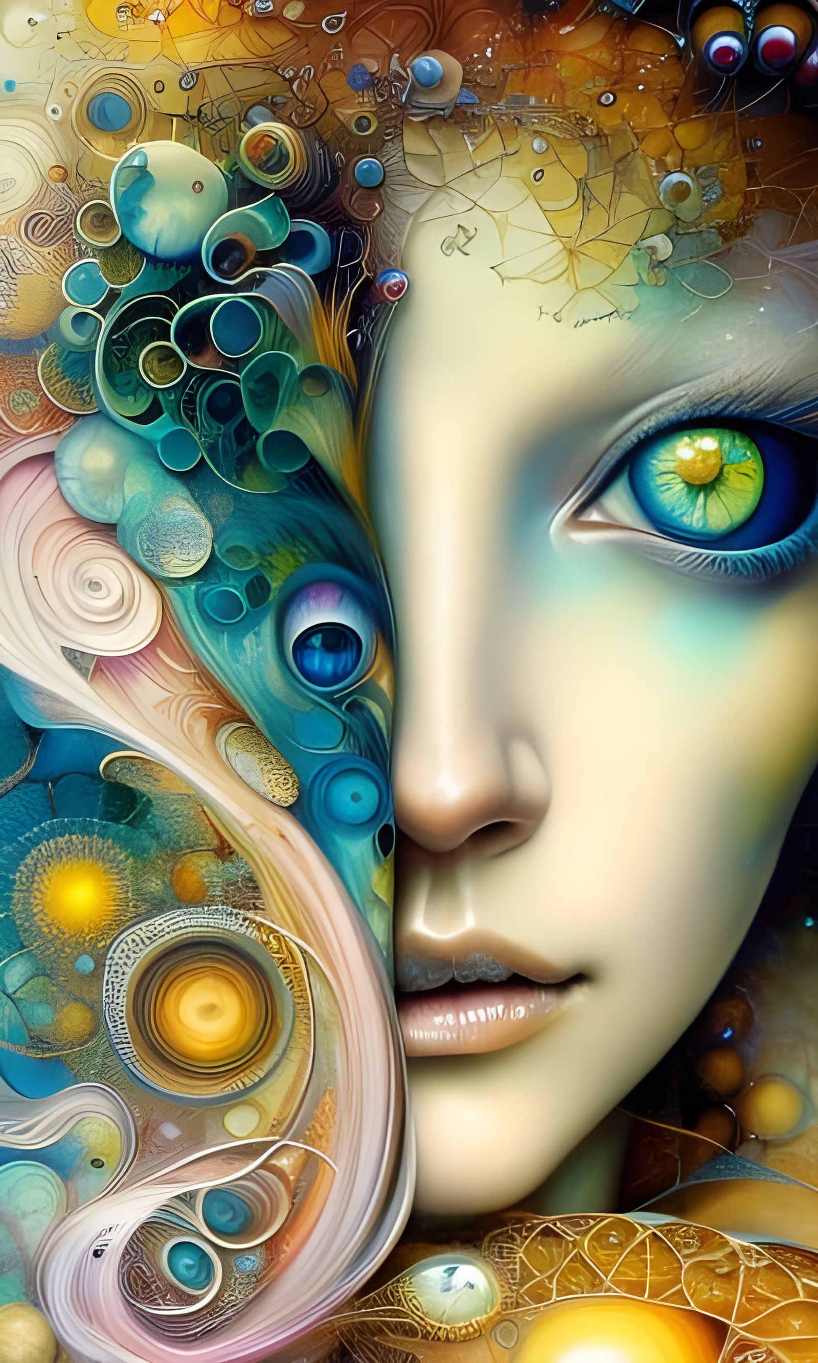 Golden Ratio Fractal Woman: Detailed Fantasycore Art