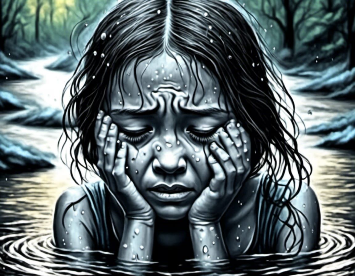 Abstract Crying River of Sadness