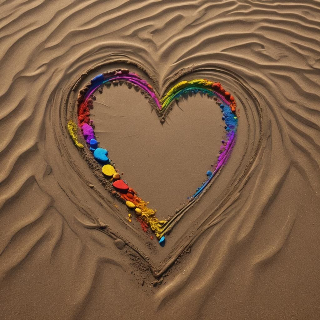 Rainbow Sand Heart: Detailed Fantasy Concept Art