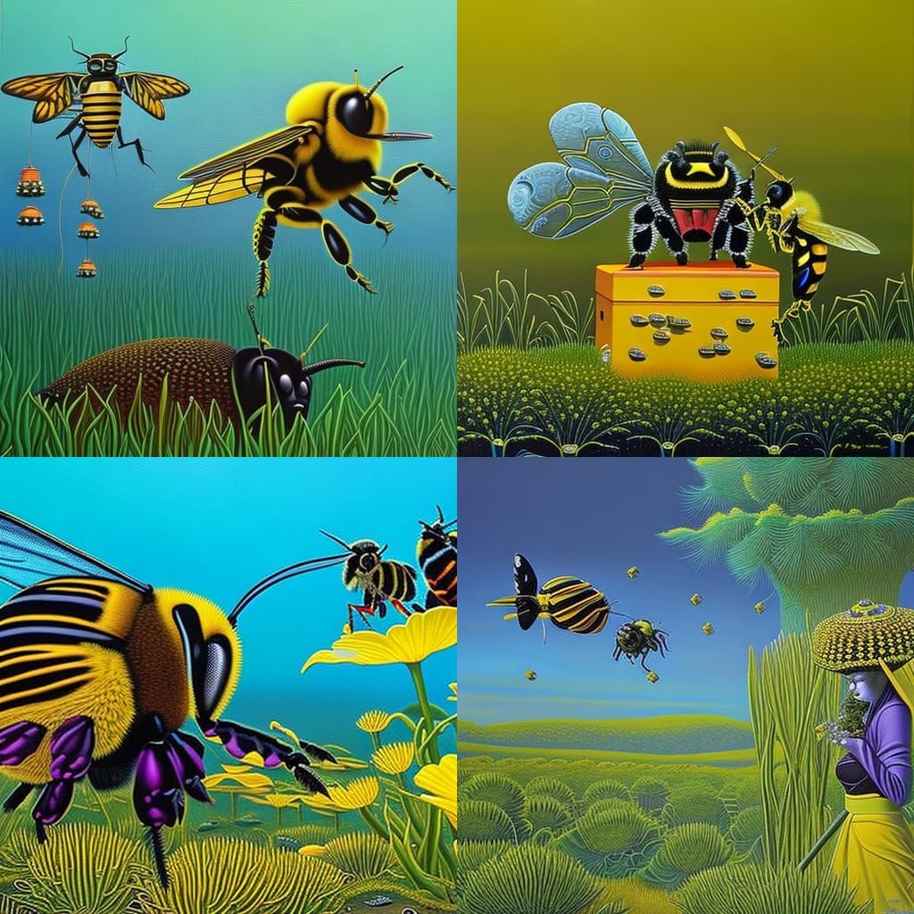 The Royal Jelly eating Queen Bumblebee and her Hive by Genndy