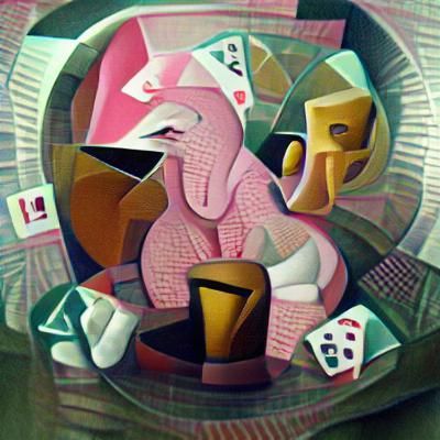 pink elephant plays poker