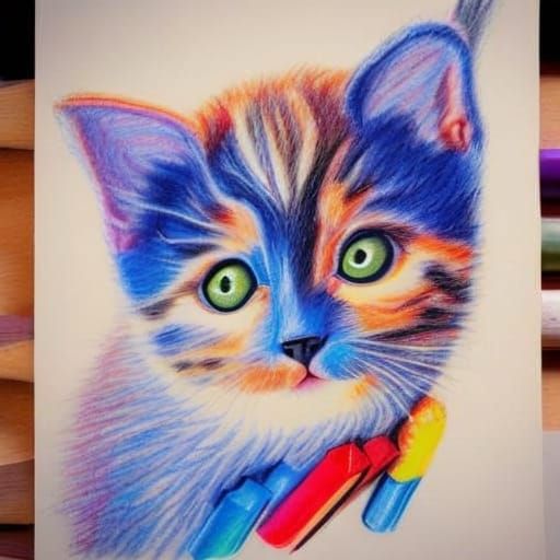 Crayon Kitten.   by @Tonic X