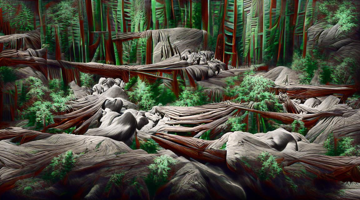 Redwood Forest Ansel Adams 8k 3D Matte Painting