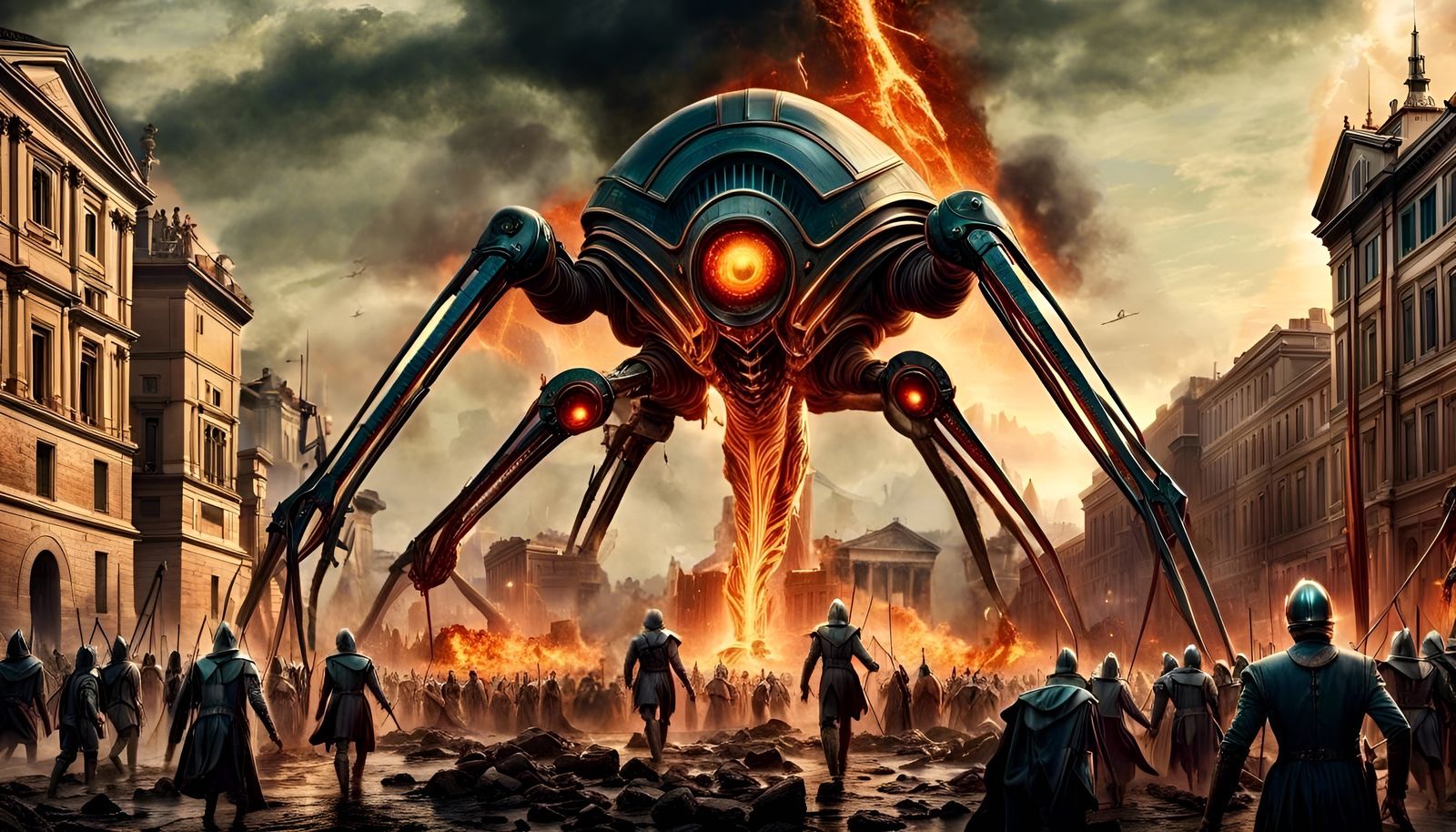H.G. Wells "The War of the Worlds" attacks Rome in 1592  by @lawrencelot