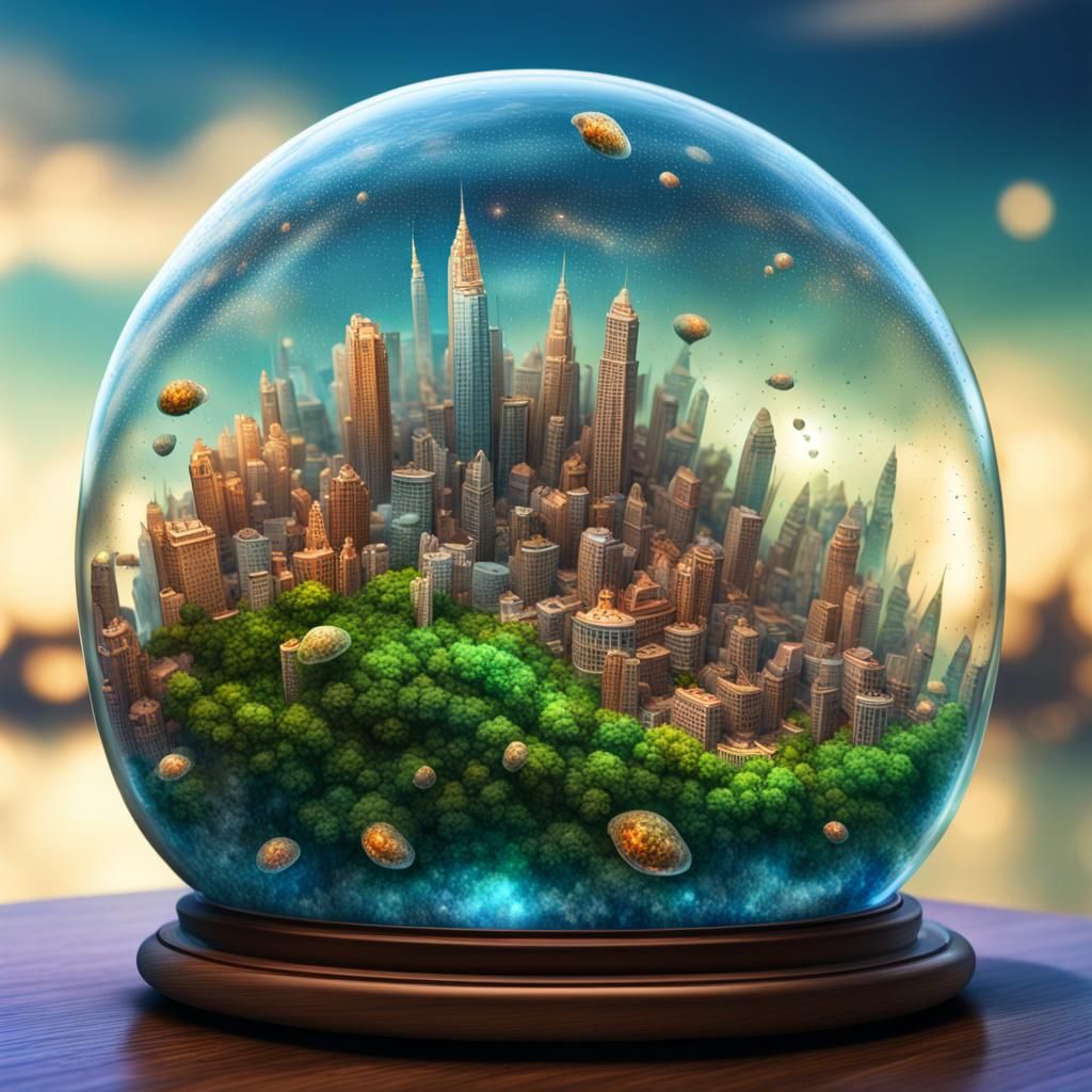 A Terrarium City in Glass Vessel AI Generated Artwork NightCafe Creator