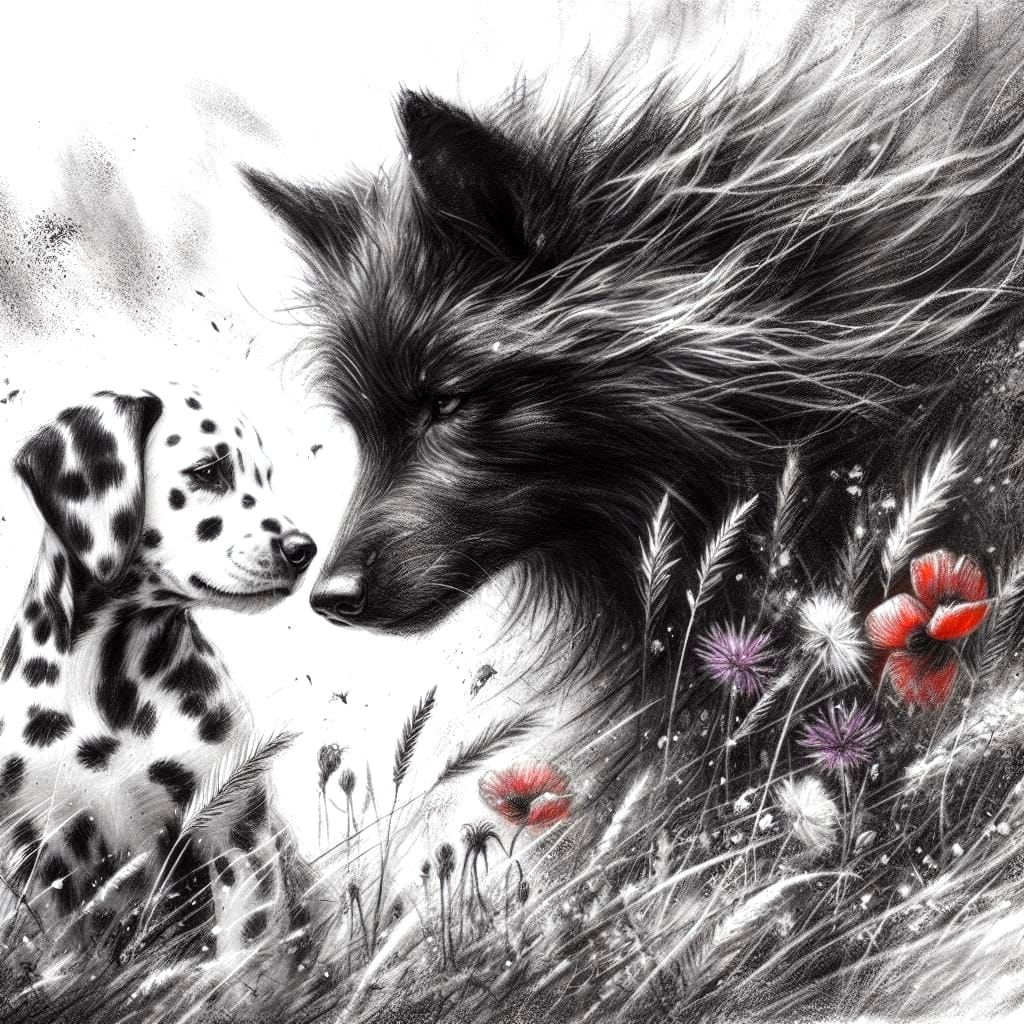 A Wolf Meets A Dalmatian