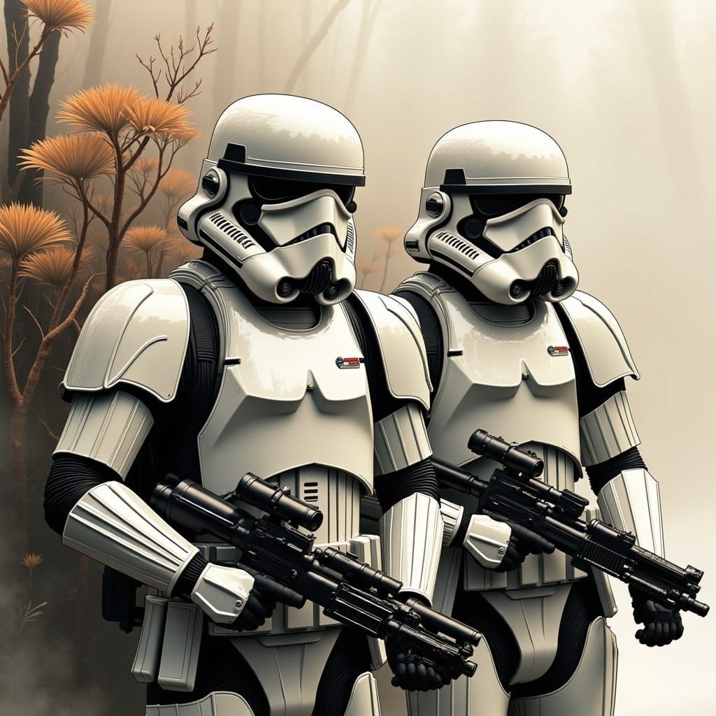 <lora:sMOkey Flux:1.0> Steampunk stormtroopers