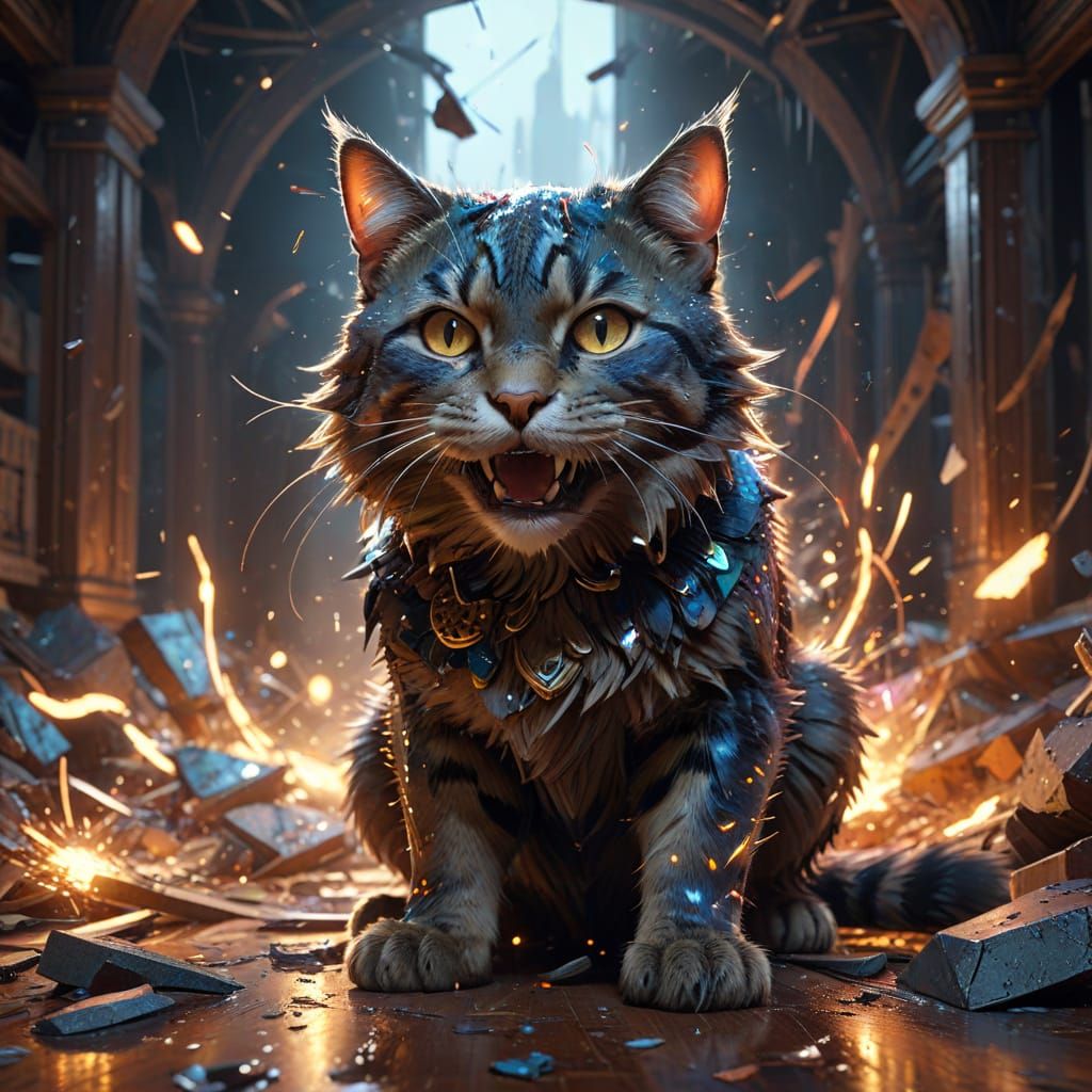 "KinetiCat" - Paws of Thunder and Purr of Obliteration - A Very Naughty Kitty!  by @Dark Angel