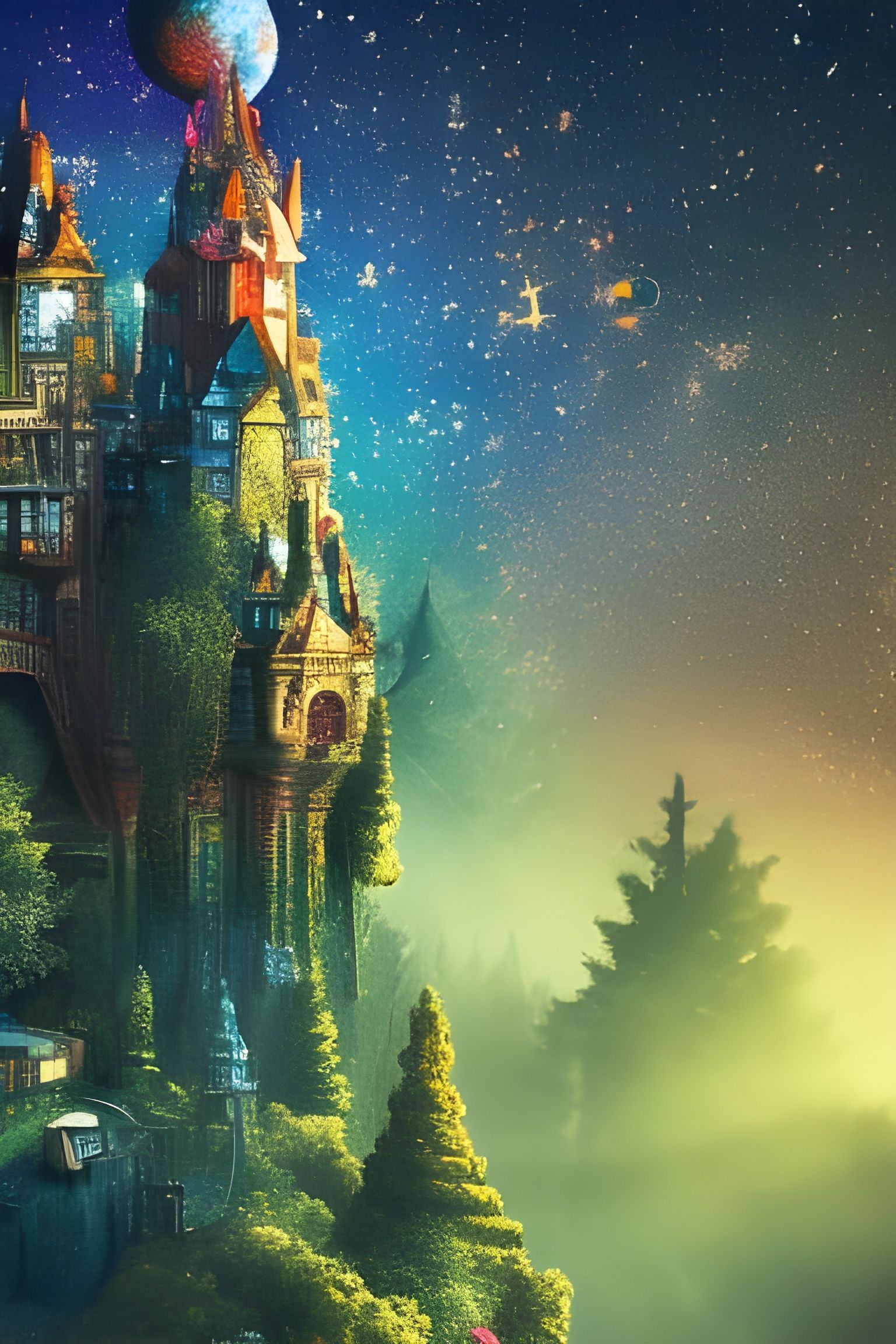 Cosmic Bohemian Castle in Dreamy Forest