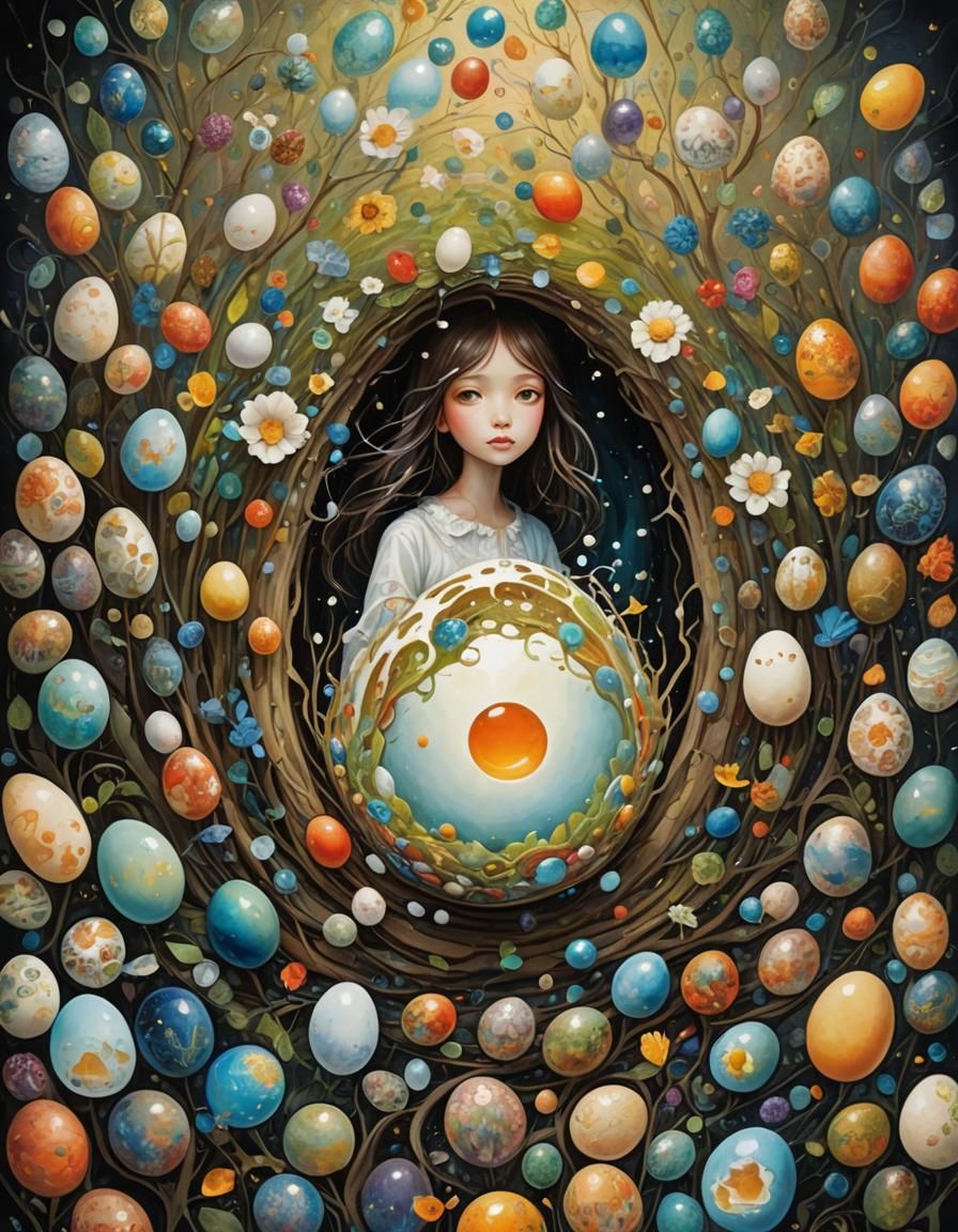 The egg within the egg, a world within the egg AI Generated Artwork
