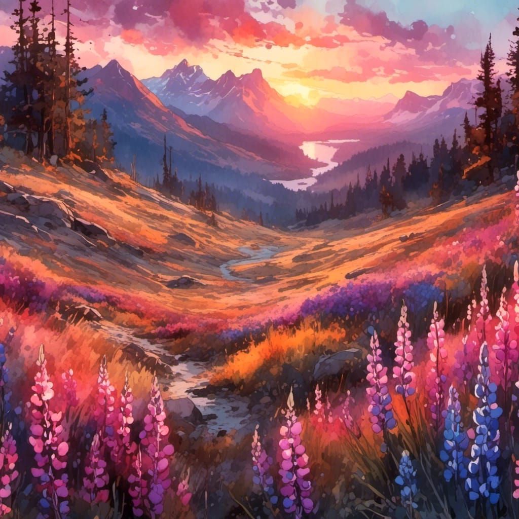 A spectacular sunset in the mountains