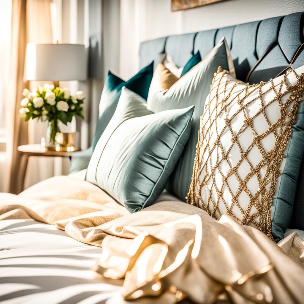 Bedroom with Beautiful Pillows: Professional Photography