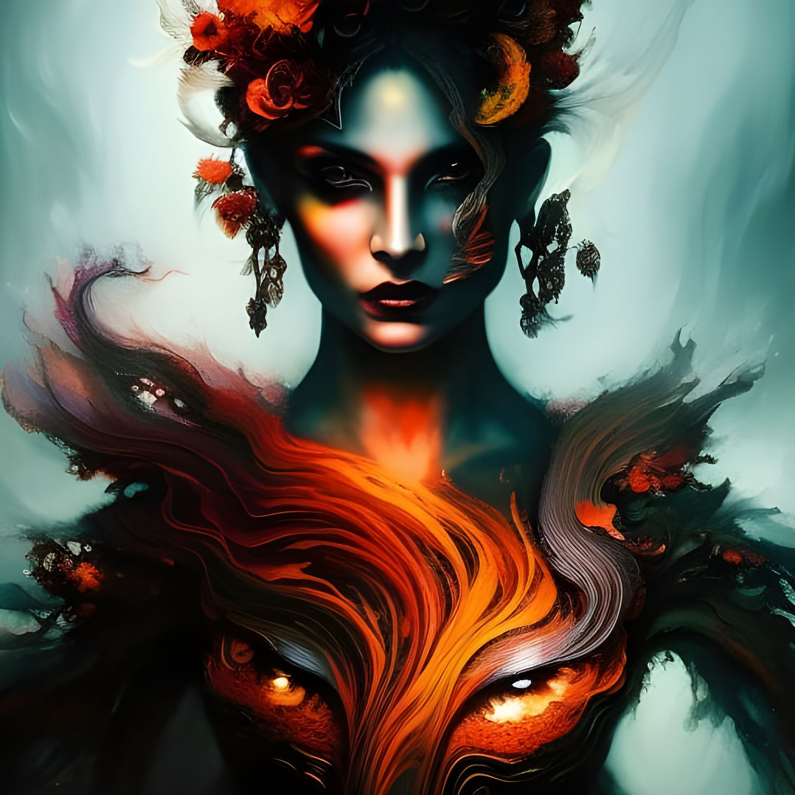 Beautiful Shadow Fire Witch - AI Generated Artwork - NightCafe Creator