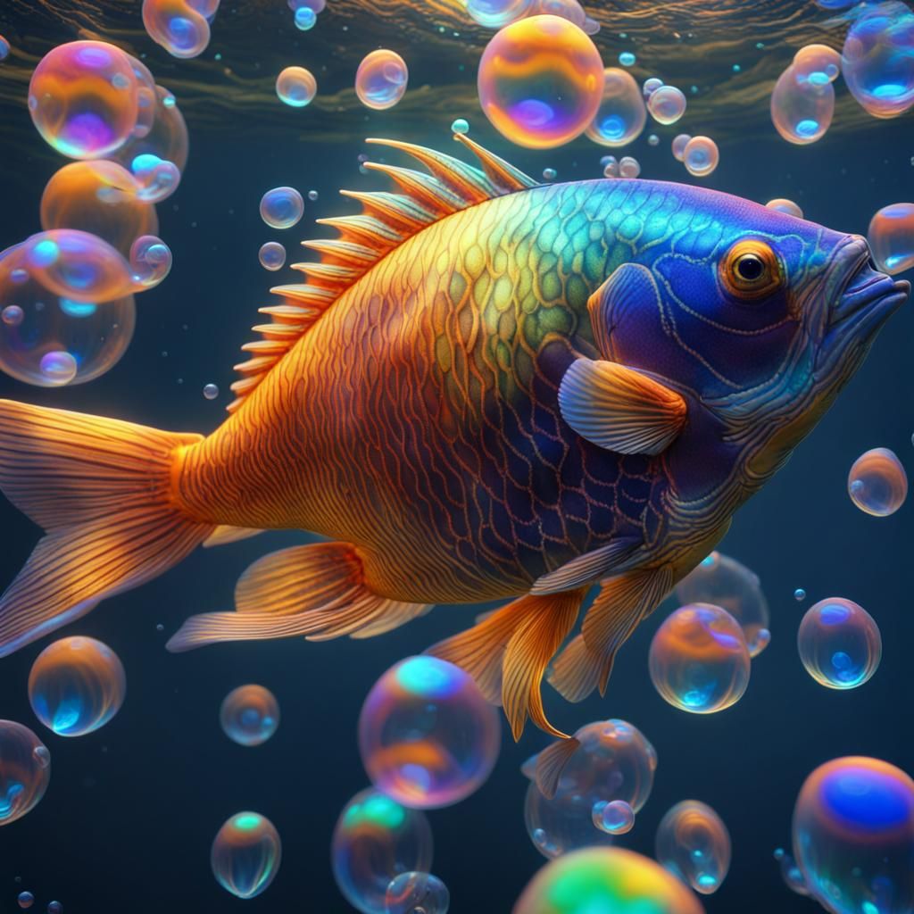 Fish in Bubbles - AI Generated Artwork - NightCafe Creator