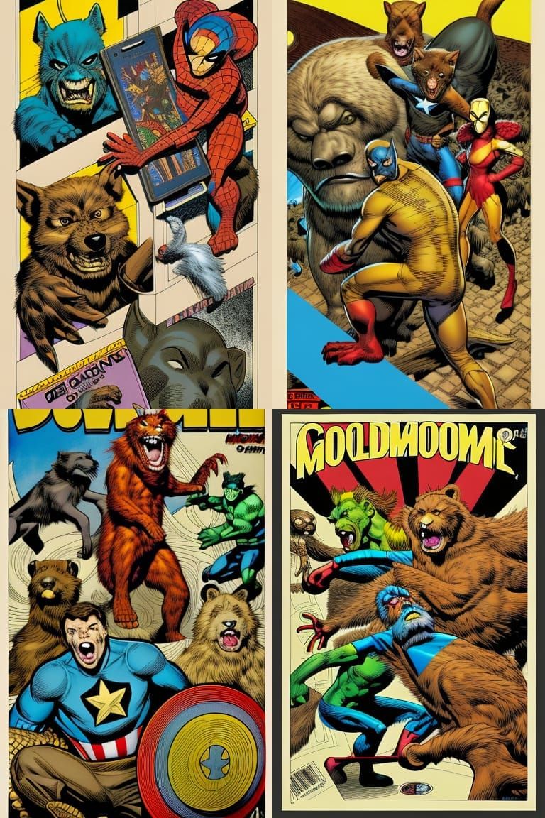 , Comic Book Cover, Marvel Golden Age, colored ink, anthropomorphic