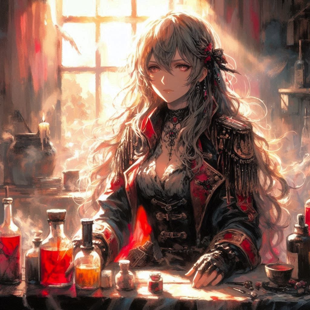 A little tired, beautiful anime woman