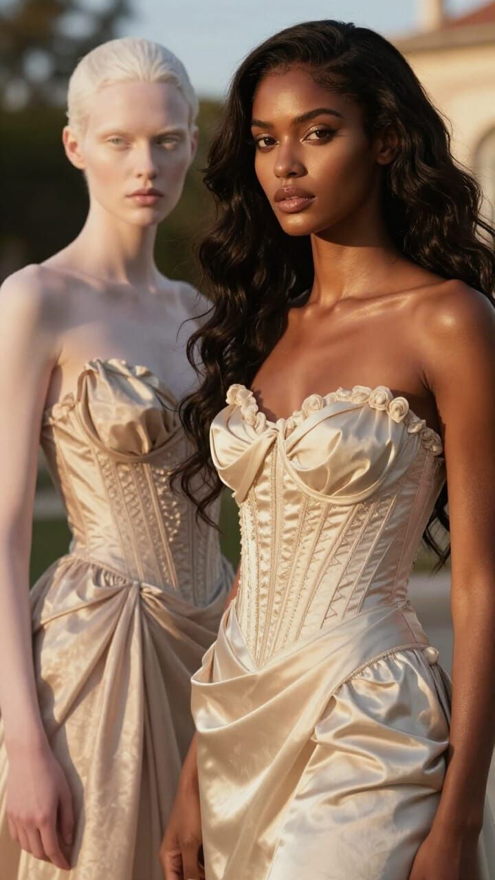 Ebony and Albino Models in Surreal Avant-Garde Gowns