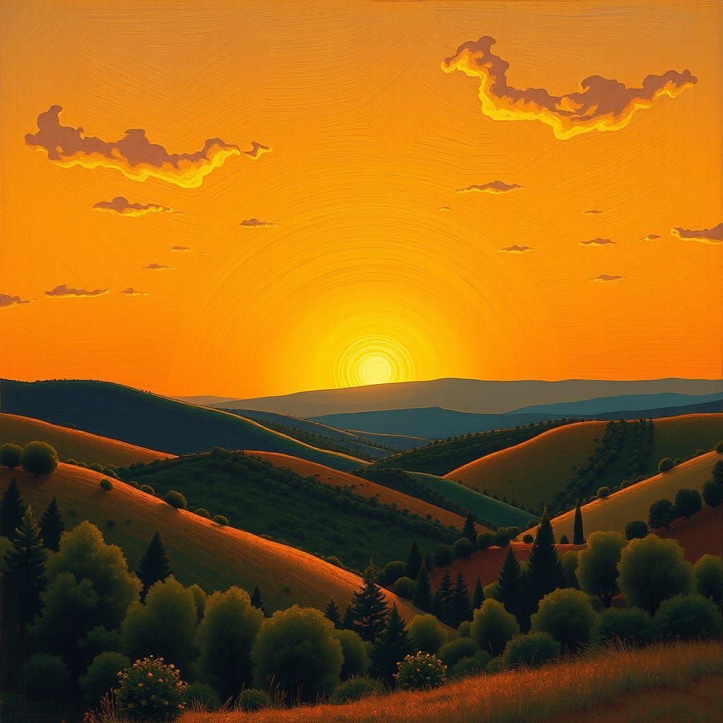 Eagle with Body of a Hawk in a Chagall-Inspired Landscape