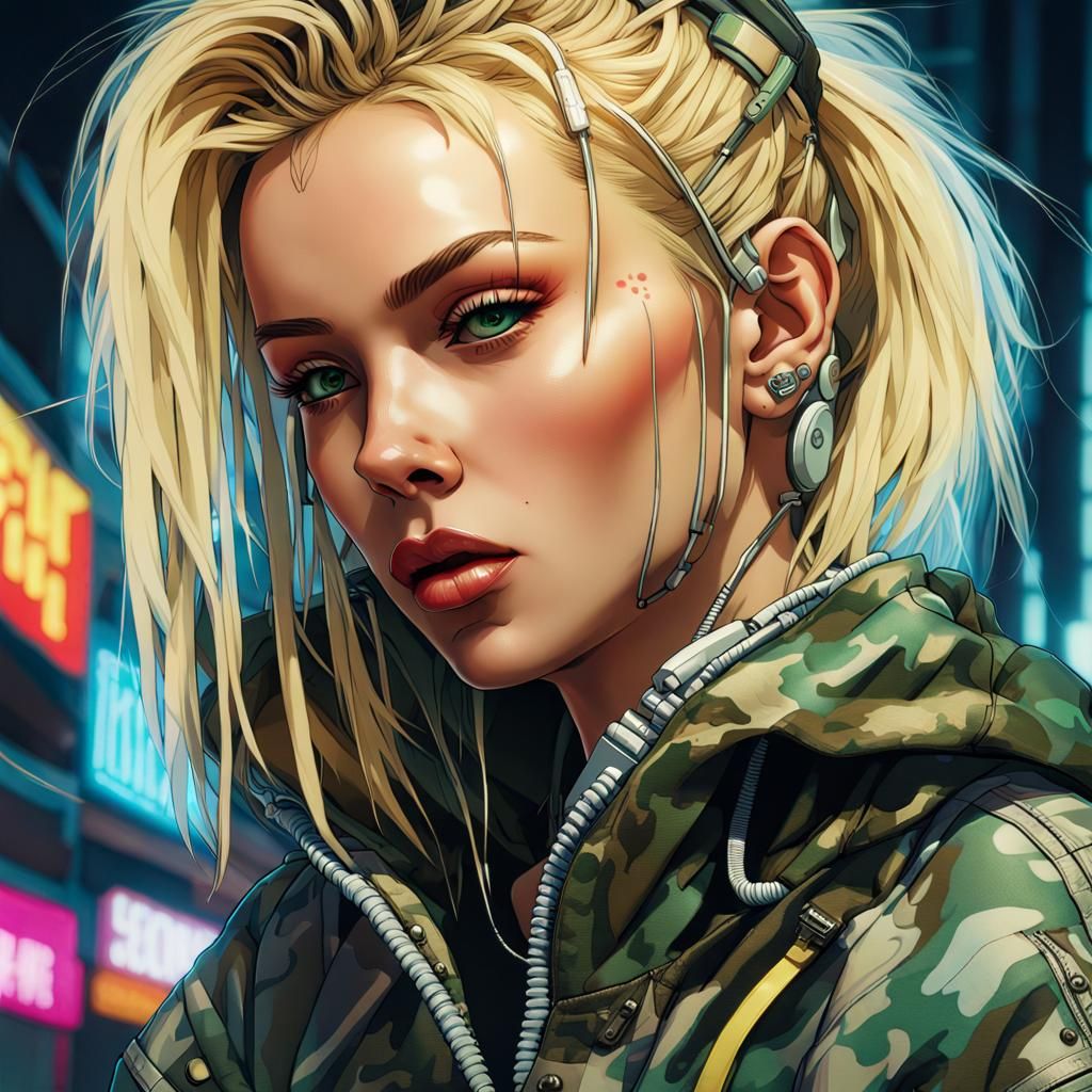 Camo Cyberbabe - AI Generated Artwork - NightCafe Creator