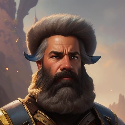 Fantasy rugged male dwarven merchant, head and shoulders por...