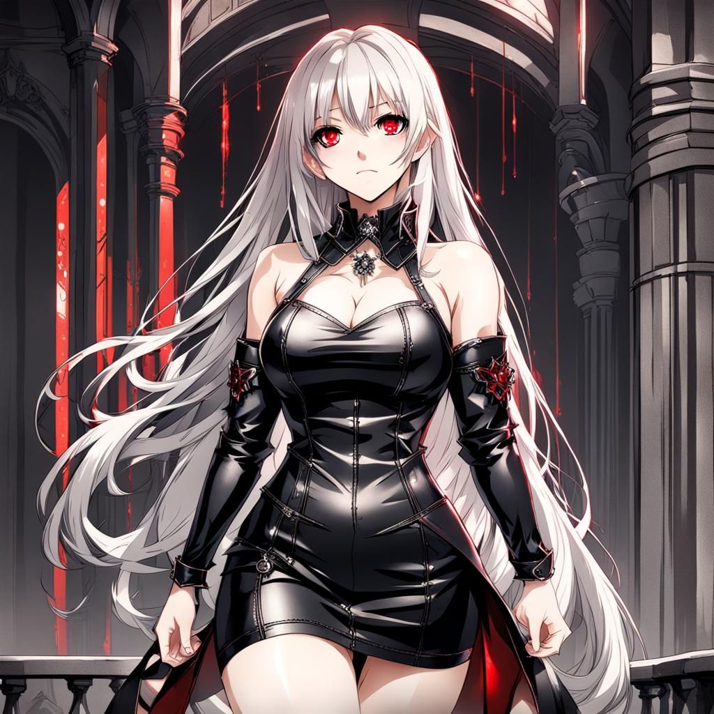 Curvy body, anime, woman, beautiful, skimpy, platinum long h...