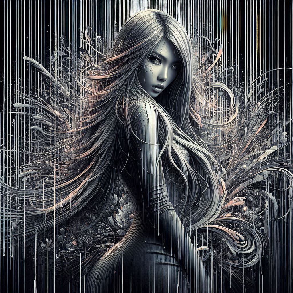 Mysterious  asian woman with  fitted modern dress