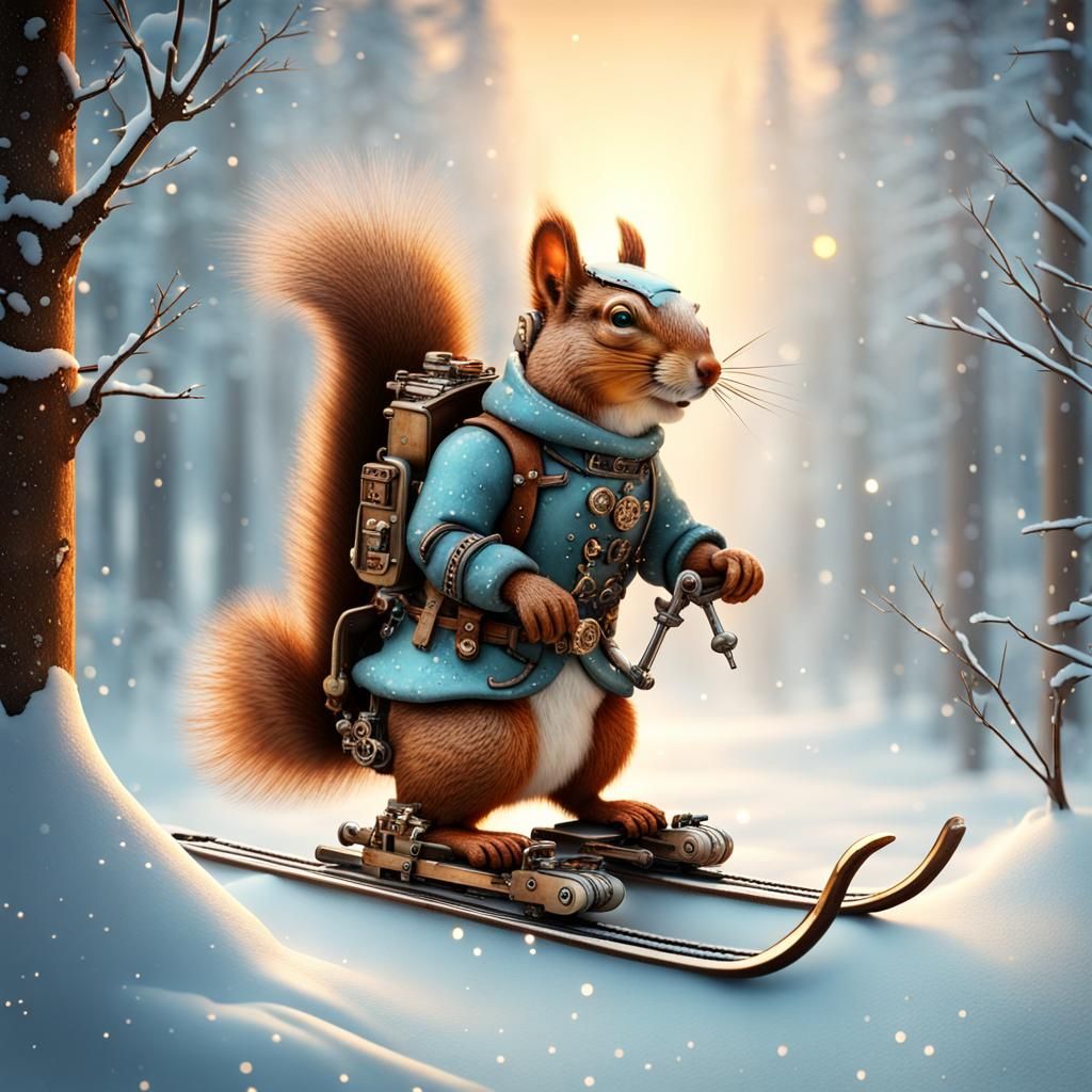 Mr. Nutterbutter on Mechanical Skis - AI Generated Artwork - NightCafe ...