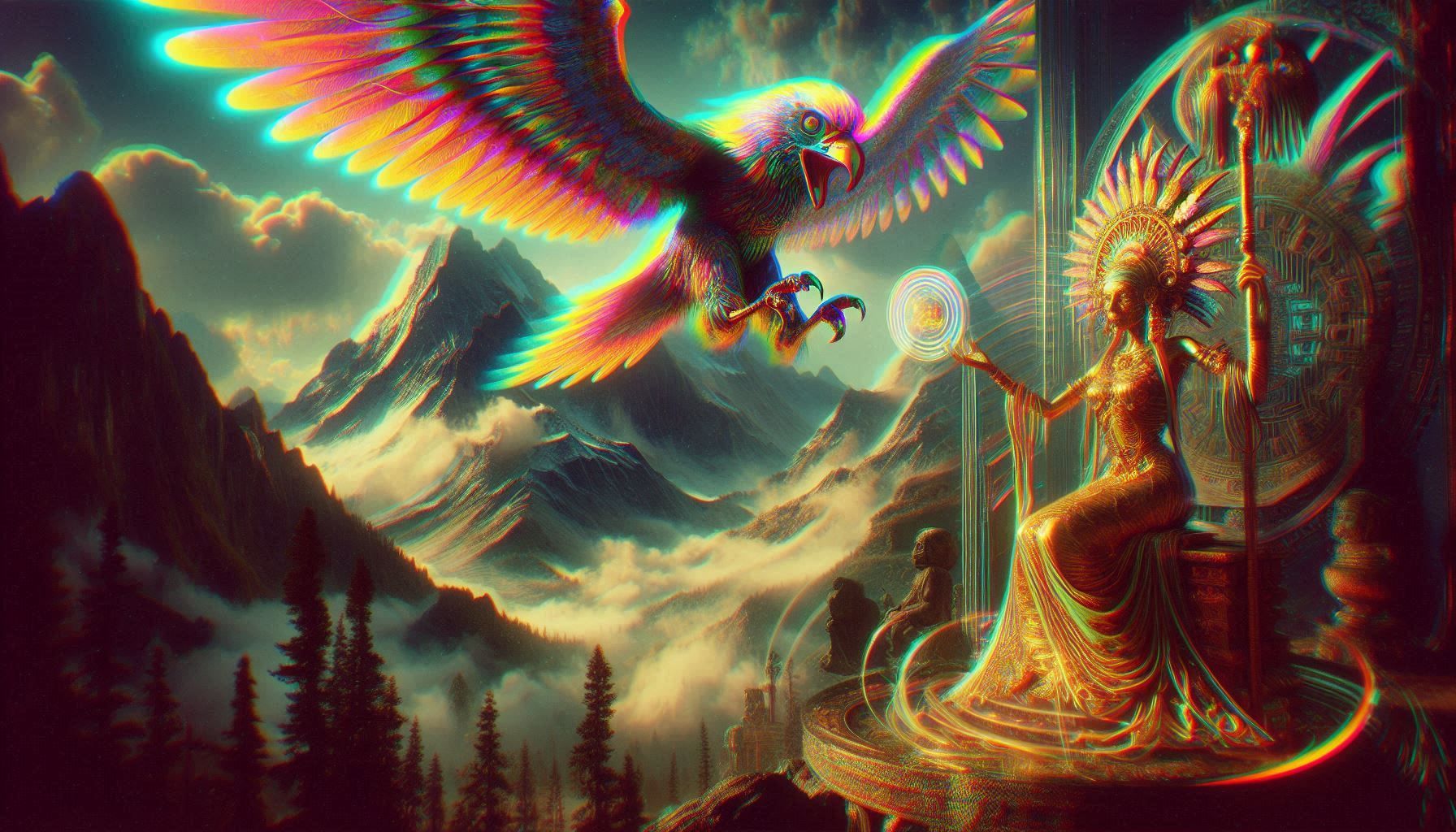 surreal distorted anamorphic lens effect, oblique angle, spin blur. psychedelic tinted historical daguerreotype rendered into dayglo hologra...