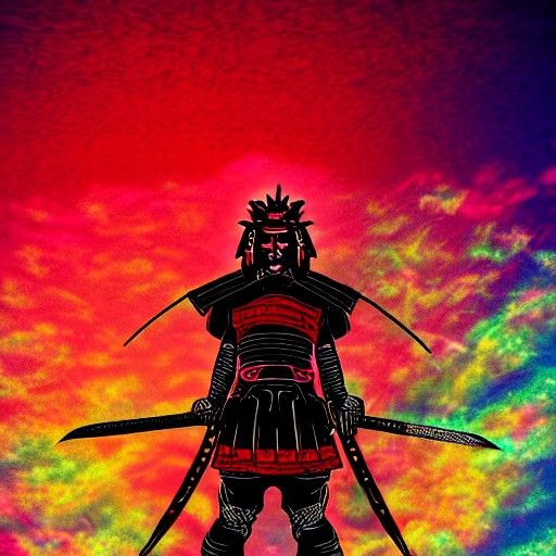 Samurai Lion Warrior in Astral Cosmic Style