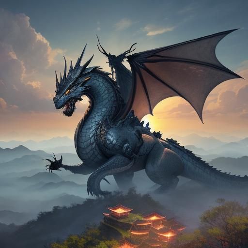 Ink Painting of Spring Plowing with Dragons