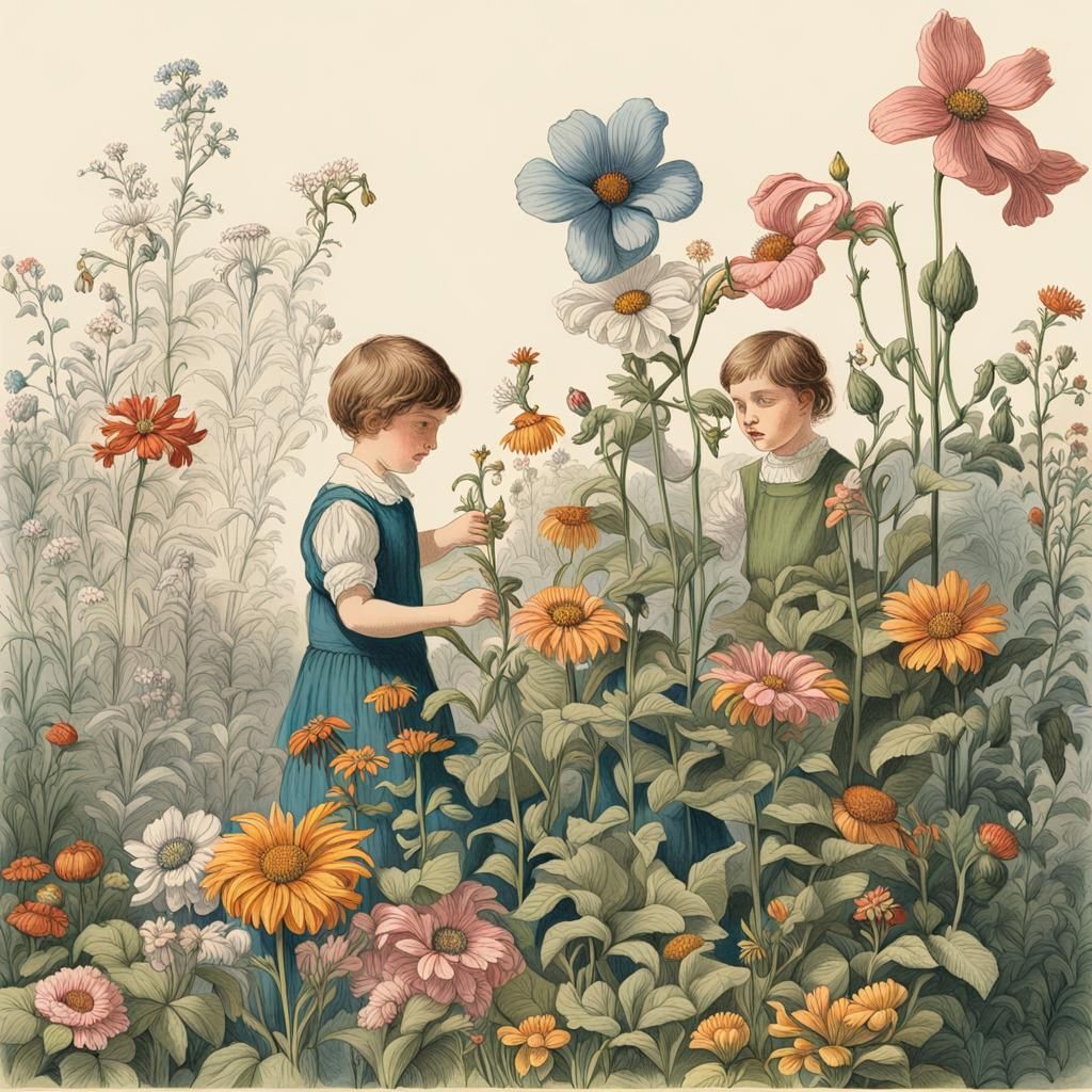 Various scientific botanical drawing of flowers , Super Vibr...